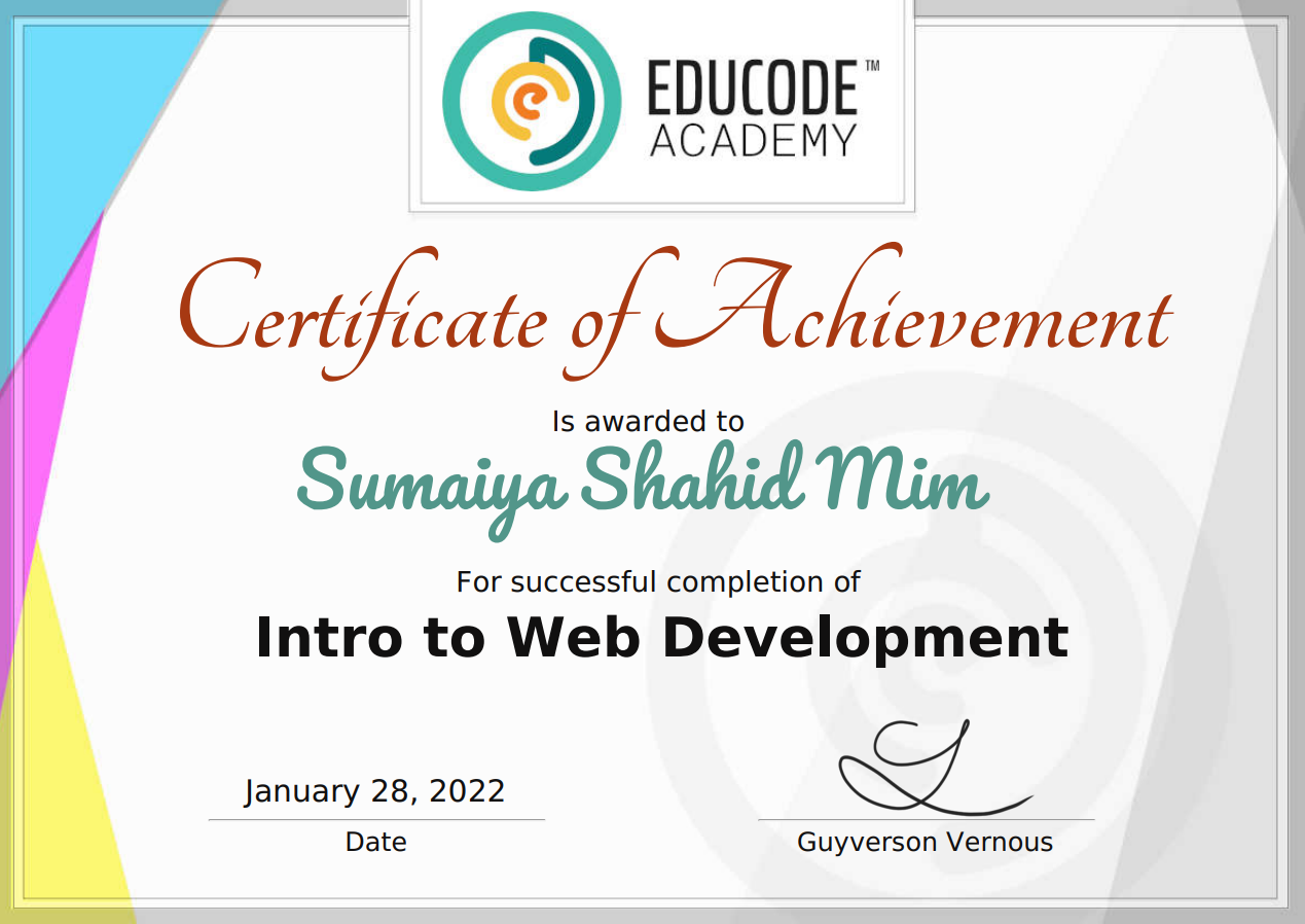 achievement intro to web development